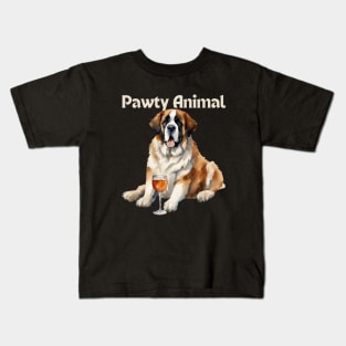 Saint Bernard Dog Pawty Animal Kids T-Shirt